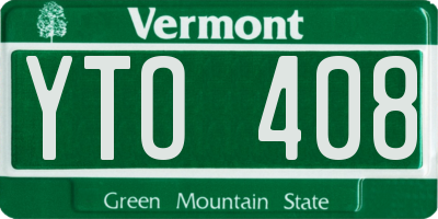 VT license plate YTO408