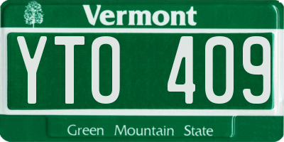 VT license plate YTO409