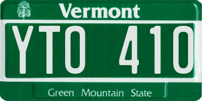 VT license plate YTO410