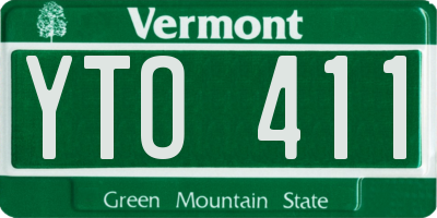 VT license plate YTO411