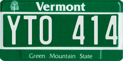 VT license plate YTO414