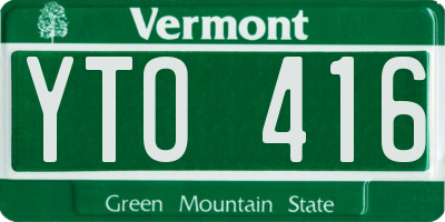 VT license plate YTO416