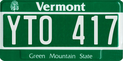 VT license plate YTO417