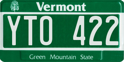 VT license plate YTO422