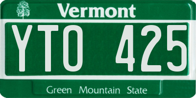 VT license plate YTO425