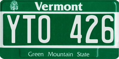 VT license plate YTO426