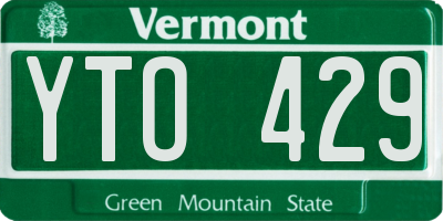 VT license plate YTO429