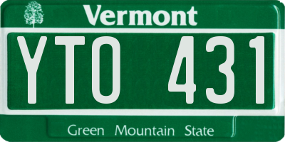 VT license plate YTO431