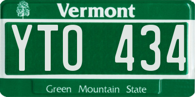 VT license plate YTO434