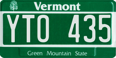 VT license plate YTO435