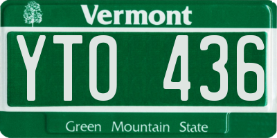 VT license plate YTO436