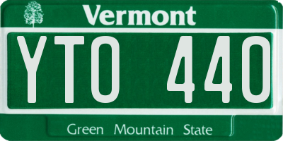VT license plate YTO440