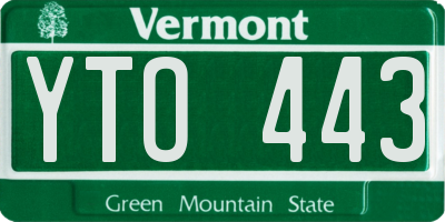 VT license plate YTO443