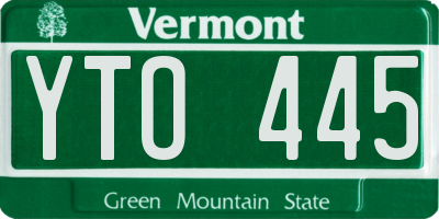 VT license plate YTO445