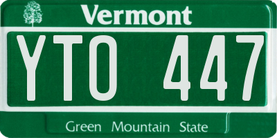 VT license plate YTO447