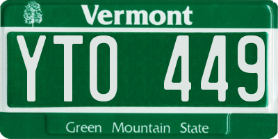 VT license plate YTO449