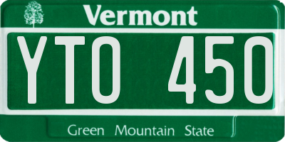 VT license plate YTO450
