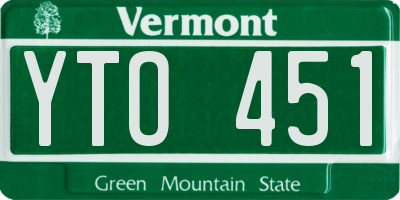 VT license plate YTO451