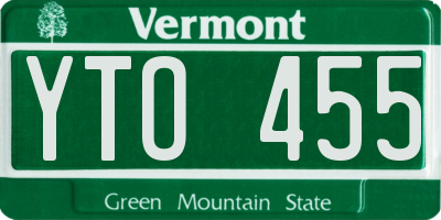 VT license plate YTO455