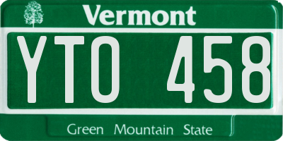 VT license plate YTO458