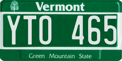 VT license plate YTO465