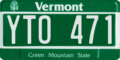 VT license plate YTO471