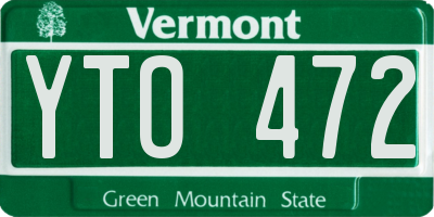VT license plate YTO472