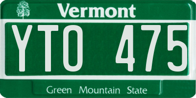 VT license plate YTO475