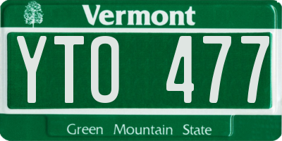 VT license plate YTO477