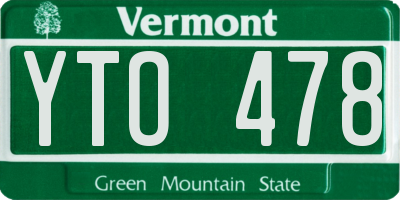 VT license plate YTO478