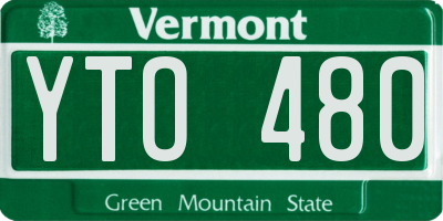 VT license plate YTO480