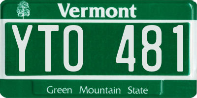 VT license plate YTO481