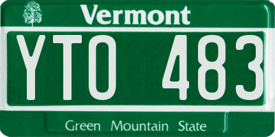 VT license plate YTO483