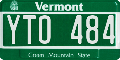 VT license plate YTO484