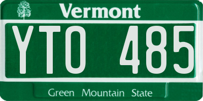 VT license plate YTO485