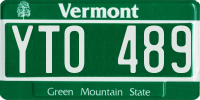 VT license plate YTO489