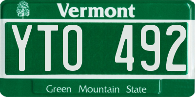 VT license plate YTO492