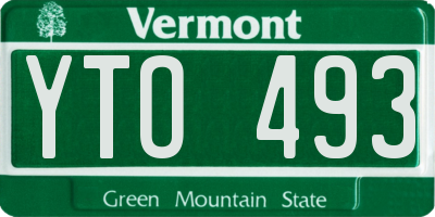 VT license plate YTO493