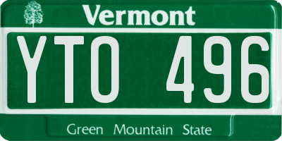 VT license plate YTO496