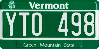 VT license plate YTO498