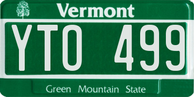 VT license plate YTO499