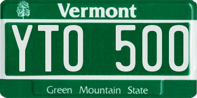 VT license plate YTO500