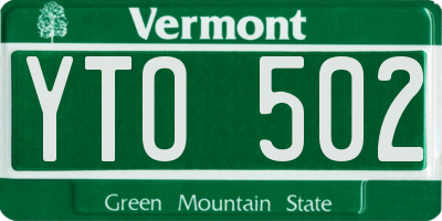 VT license plate YTO502