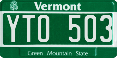 VT license plate YTO503