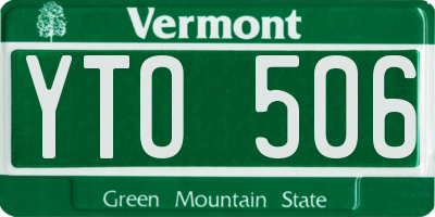 VT license plate YTO506