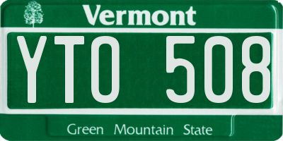 VT license plate YTO508