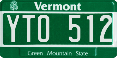 VT license plate YTO512
