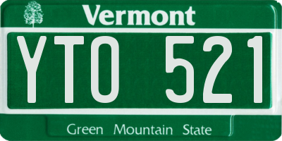 VT license plate YTO521