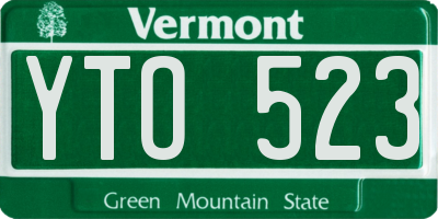 VT license plate YTO523