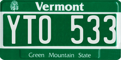 VT license plate YTO533
